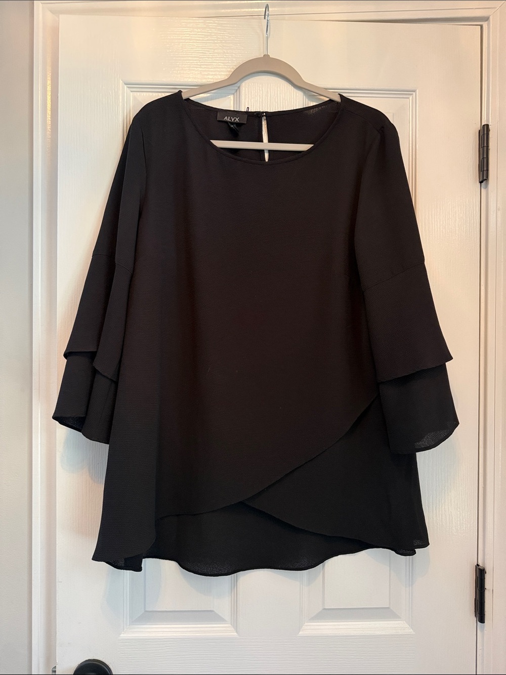 Alyx Black Layered Bell-Sleeve Blouse